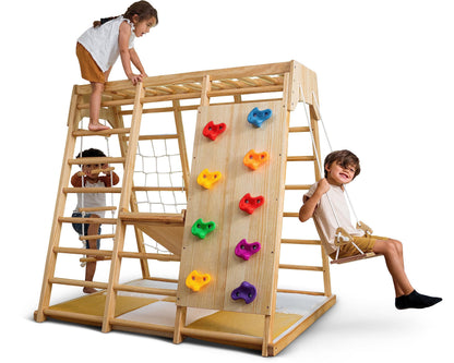 6-in-1 Wooden Indoor Playground Climber for Kids