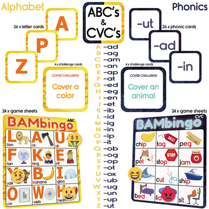 Alphabet Phonics Bingo Learning Game for Kids